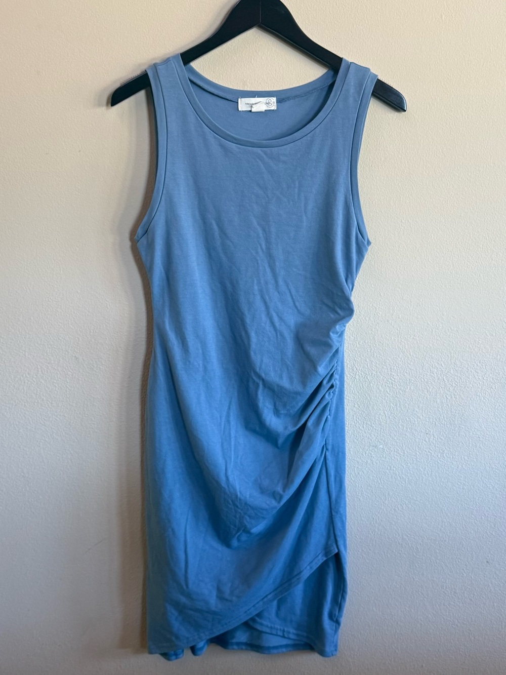 Treasure & Bond Light Blue Sleeveless Ruched Side Tank Dress